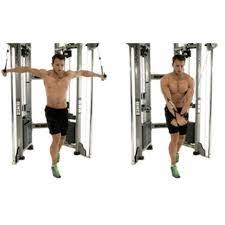 Photo of how to do a cable cross over chest fly.