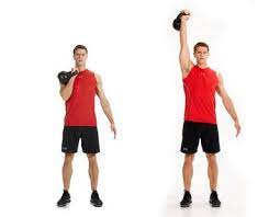 Photo of how to do a kettlebell single-arm press.